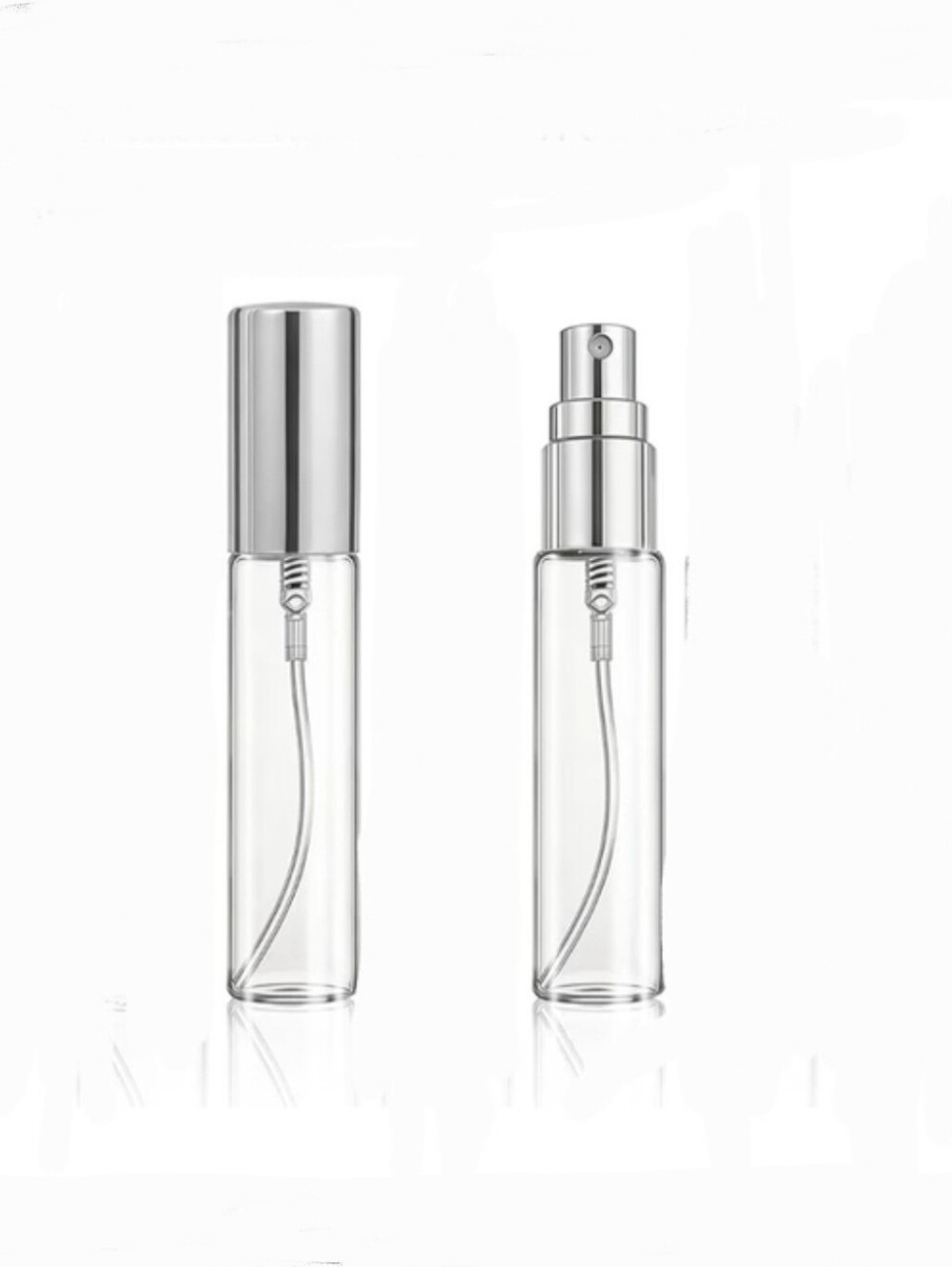 Clear Glass Travel Spray Bottle with Silver Cap - 10ml BNIB